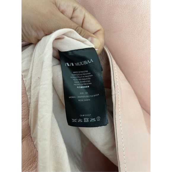 MUUBAA London Pink Biker Sheep Leather Jacket Size 6 - Picture 7 of 10